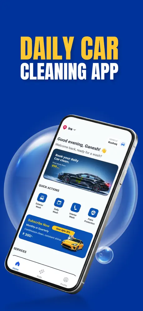 Technician performing car detailing service in Hyderabad